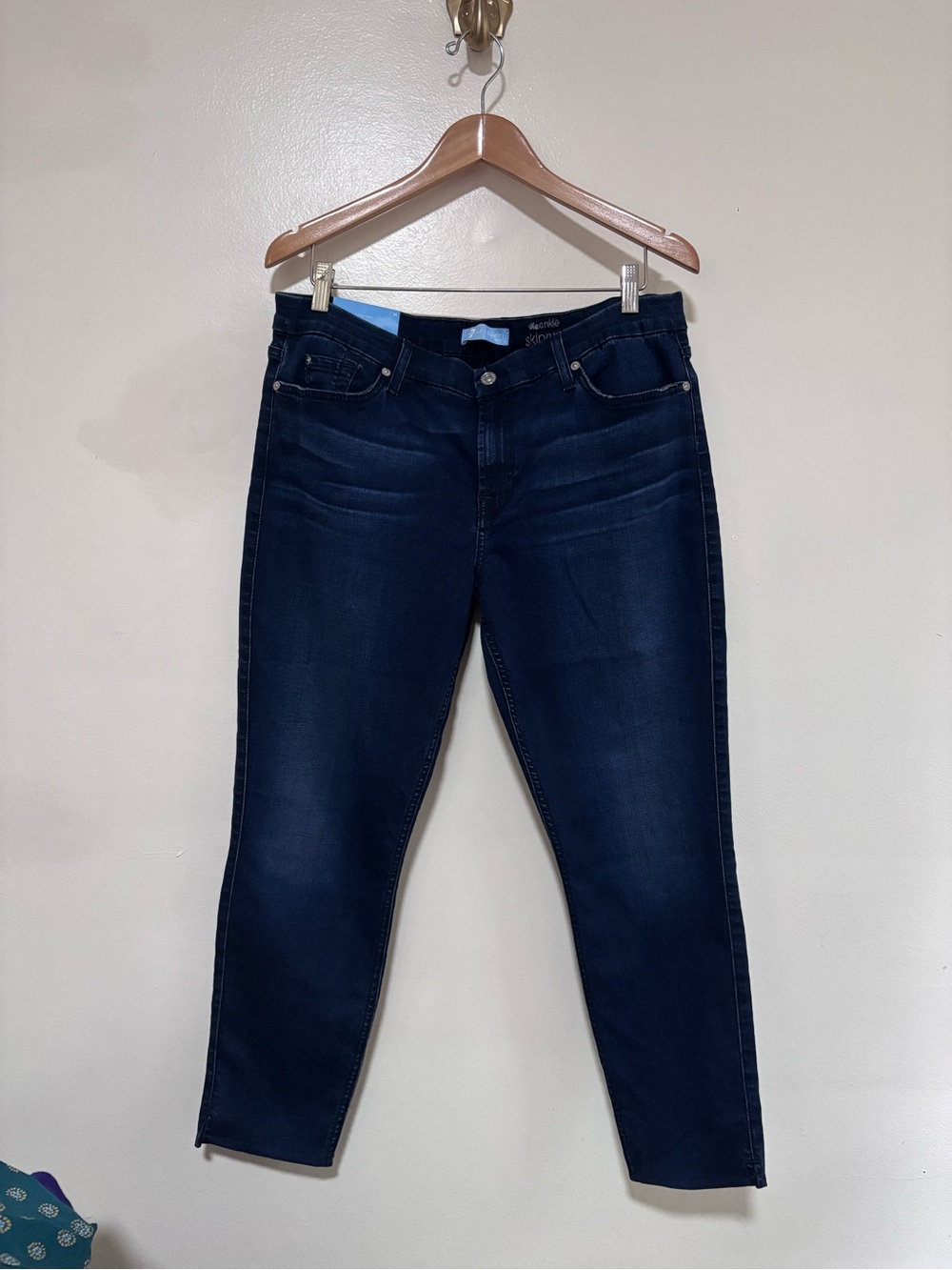 7 For All Mankind NWT Bair Denim The Ankle Skinny Jeans sz 34 has been altered